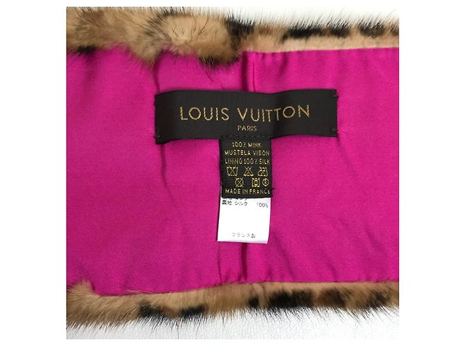 Louis Vuitton Leopardprint Nerzschal Braun Pink - Ansicht 13