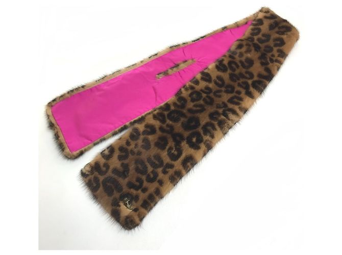 Louis Vuitton Leopardprint Nerzschal Braun Pink - Ansicht 2