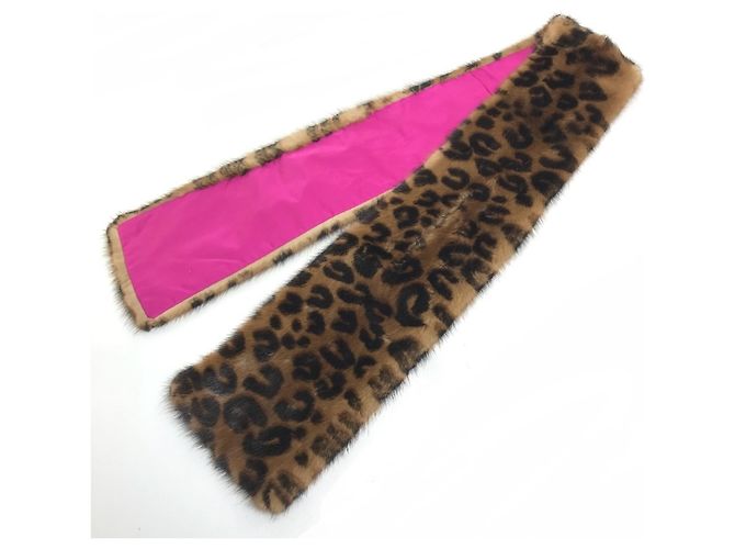 Louis Vuitton Leopardprint Nerzschal Braun Pink - Ansicht 3