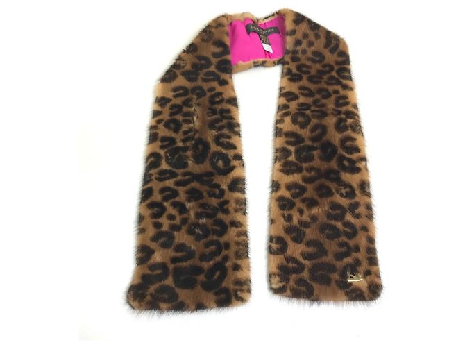 Louis Vuitton Leopardprint Nerzschal Braun Pink - Ansicht 4