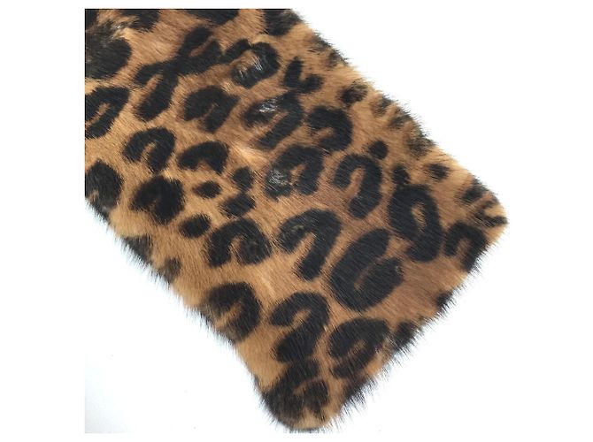 Louis Vuitton Leopardprint Nerzschal Braun Pink - Ansicht 9