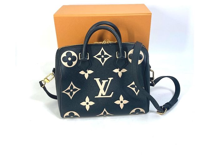 Borsa Louis Vuitton Monogram Empreinte Speedy Bandoulière 25 Nero - vista 9