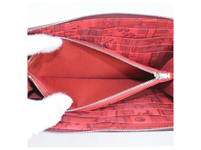 Portafoglio rotondo con zip Azap Long in seta Hermès Rosso - vista 11