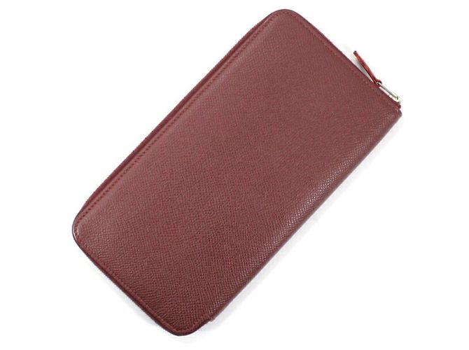Portafoglio rotondo con zip Azap Long in seta Hermès Rosso - vista 2