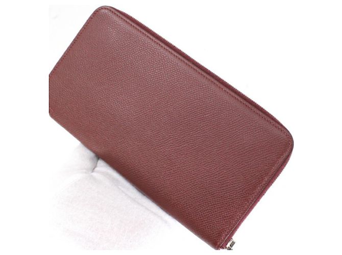 Portafoglio rotondo con zip Azap Long in seta Hermès Rosso - vista 3