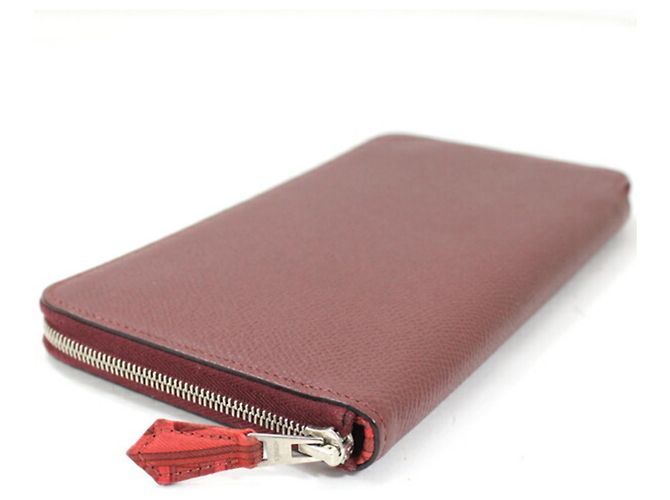 Portafoglio rotondo con zip Azap Long in seta Hermès Rosso - vista 5