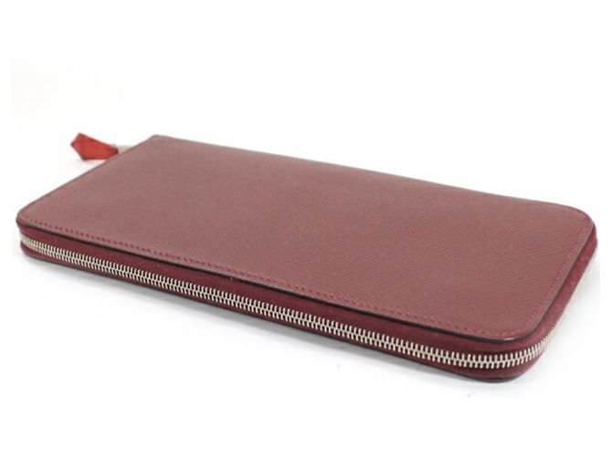 Portafoglio rotondo con zip Azap Long in seta Hermès Rosso - vista 6