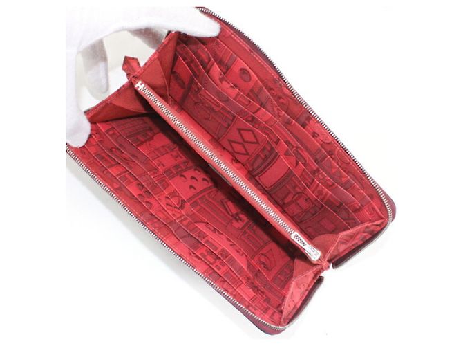 Portafoglio rotondo con zip Azap Long in seta Hermès Rosso - vista 7