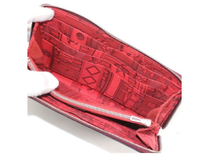Portafoglio rotondo con zip Azap Long in seta Hermès Rosso - vista 8