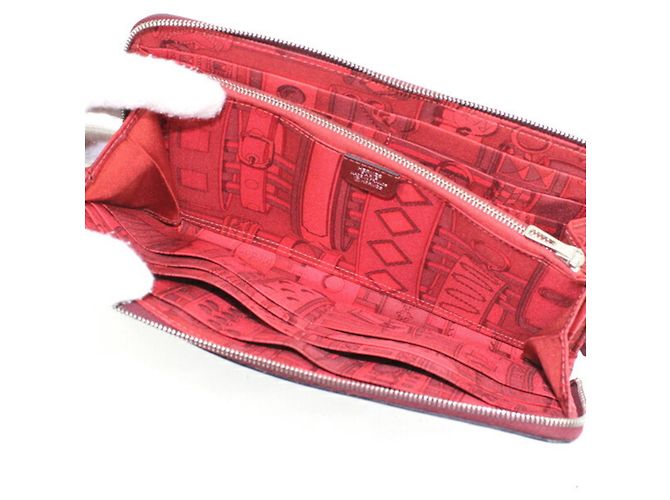Portafoglio rotondo con zip Azap Long in seta Hermès Rosso - vista 9