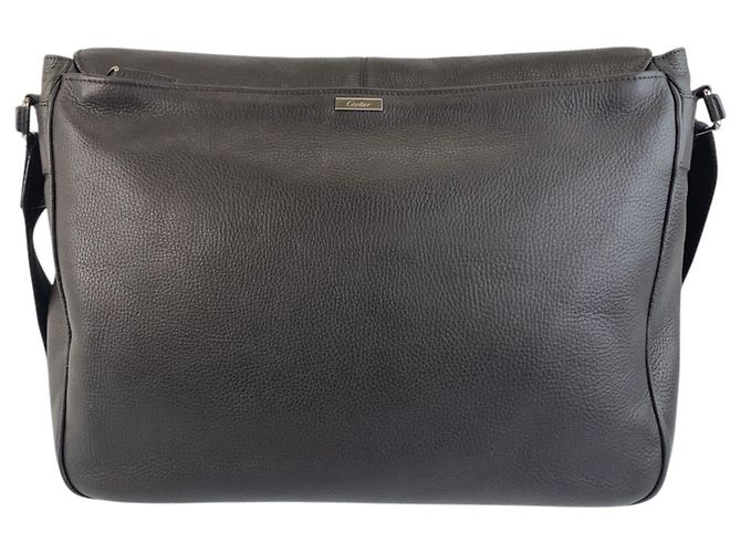 Borsa a spalla in pelle marrone scuro Cartier Marcello - vista 2