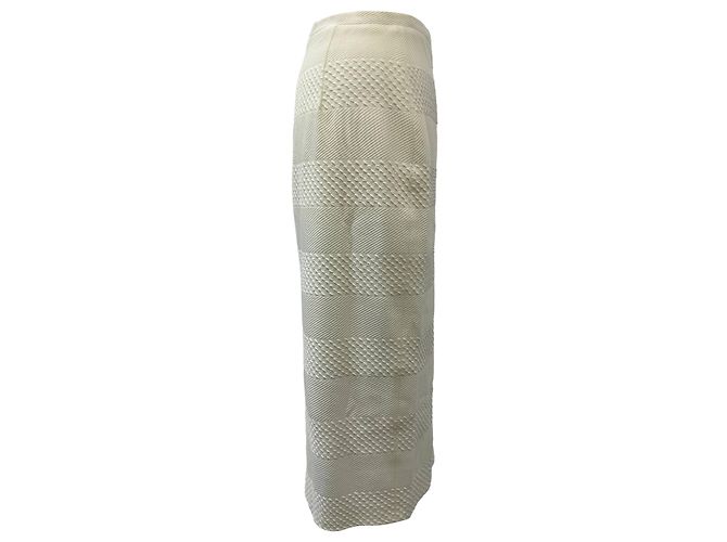 Texturierter Midi-Rock Iris & Ink aus cremefarbenem Polyester Weiß Roh - Ansicht 2