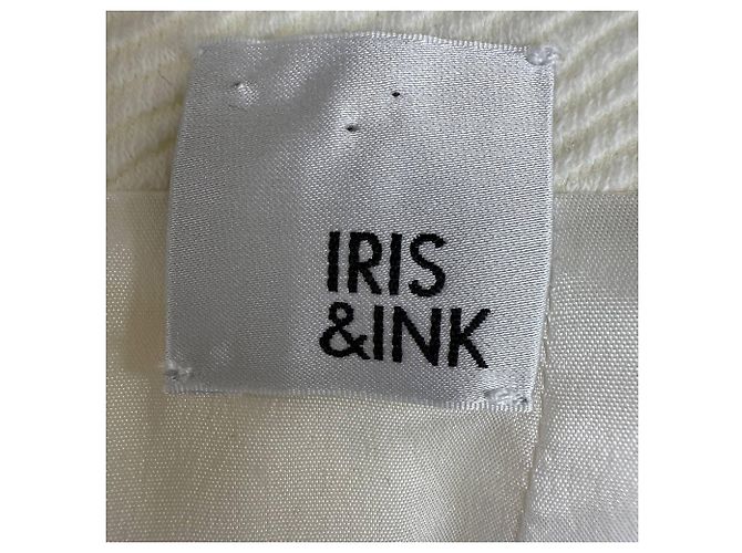 Texturierter Midi-Rock Iris & Ink aus cremefarbenem Polyester Weiß Roh - Ansicht 4