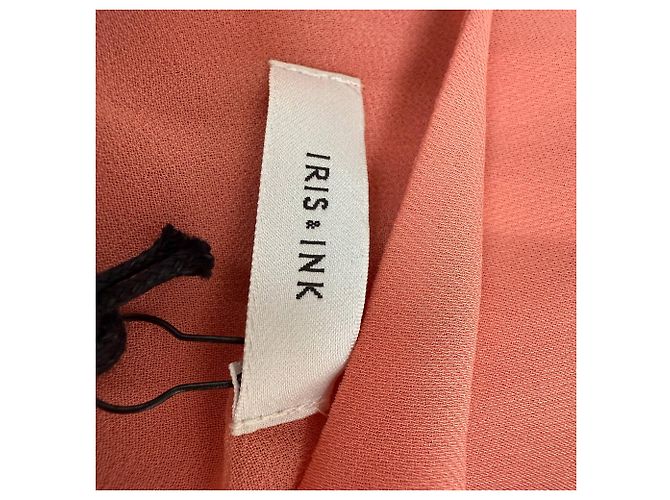 Vestido Maxi Plisado en Crepé Becky Iris & Ink en Poliéster Coral Naranja - vista 4