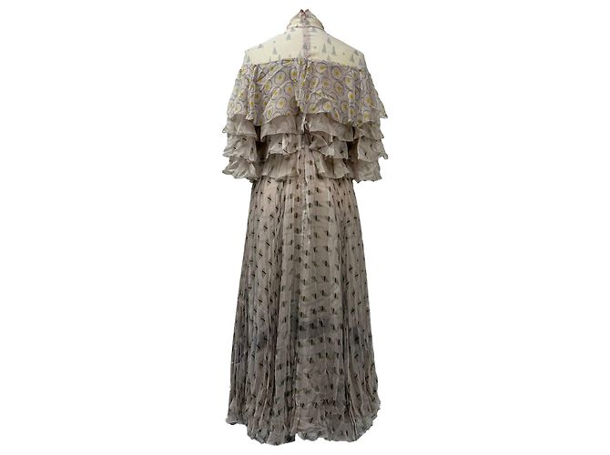Valentino Garavani Vestido Midi Plisado en Seda Beige Valentino - vista 3