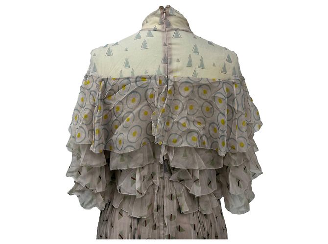 Valentino Garavani Vestido Midi Plisado en Seda Beige Valentino - vista 4