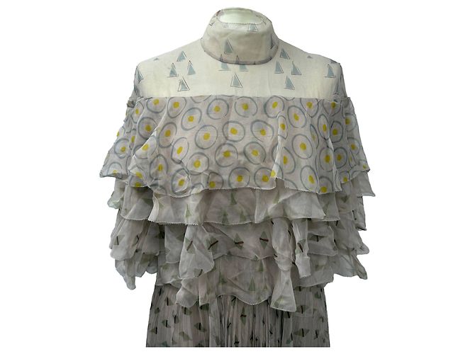 Valentino Garavani Vestido Midi Plisado en Seda Beige Valentino - vista 6
