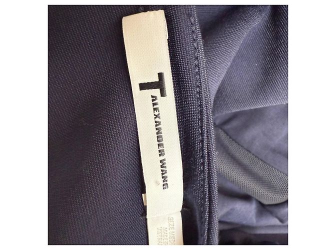 Camiseta de rayón azul marino con acentos de malla T Alexander Wang - vista 4