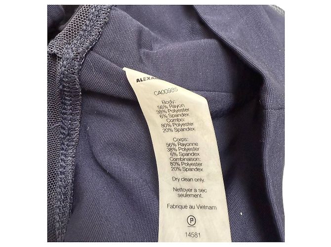 Camiseta de rayón azul marino con acentos de malla T Alexander Wang - vista 5