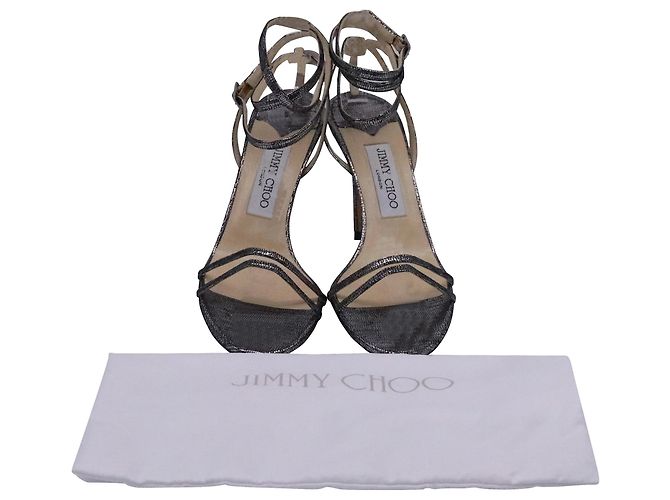 Sandali con tacco Tizzy 100 Pixelated in pelle argentata di Jimmy Choo - vista 5