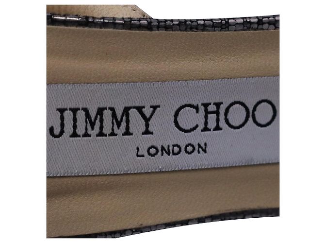 Sandali con tacco Tizzy 100 Pixelated in pelle argentata di Jimmy Choo - vista 7