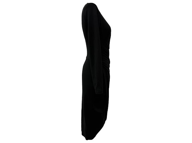 Vestido Midi con Efecto Envolvente en Rayón Negro Michael Kors - vista 2