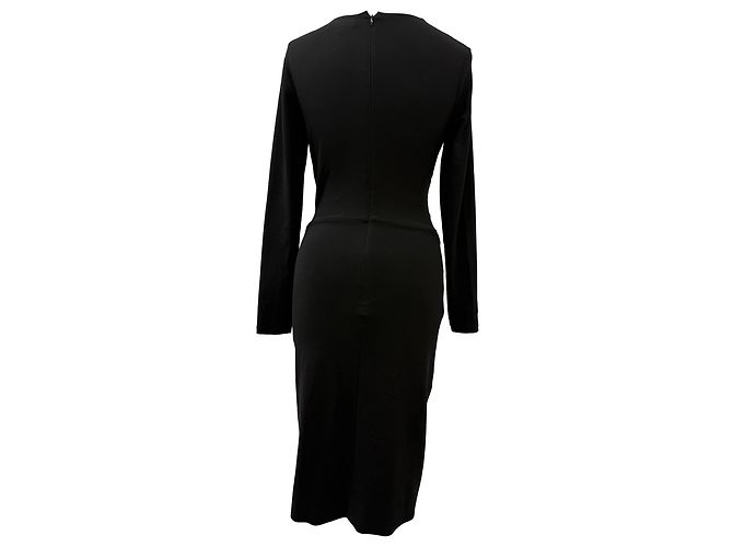 Vestido Midi con Efecto Envolvente en Rayón Negro Michael Kors - vista 3