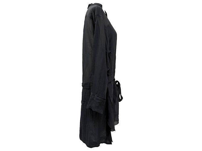 Abito Mini a Maniche Lunghe con Cintura Isabel Marant in Seta Nera Nero - vista 2