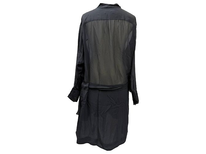 Abito Mini a Maniche Lunghe con Cintura Isabel Marant in Seta Nera Nero - vista 3