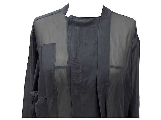 Abito Mini a Maniche Lunghe con Cintura Isabel Marant in Seta Nera Nero - vista 4