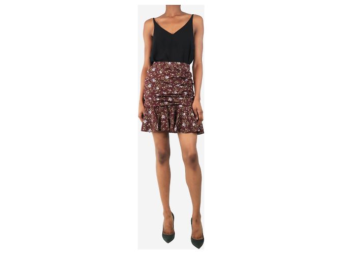 Veronica Beard Falda mini floral fruncida en ciruela - talla UK 4 Burdeos - vista 2