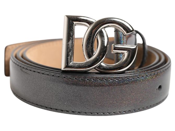 Dolce & Gabbana Gürtel aus metallischem Leder mit silberfarbener Logo-Schnalle - vista 2