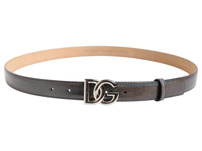 Dolce & Gabbana Gürtel aus metallischem Leder mit silberfarbener Logo-Schnalle - vista 3
