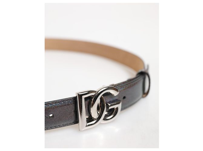 Dolce & Gabbana Gürtel aus metallischem Leder mit silberfarbener Logo-Schnalle - vista 4