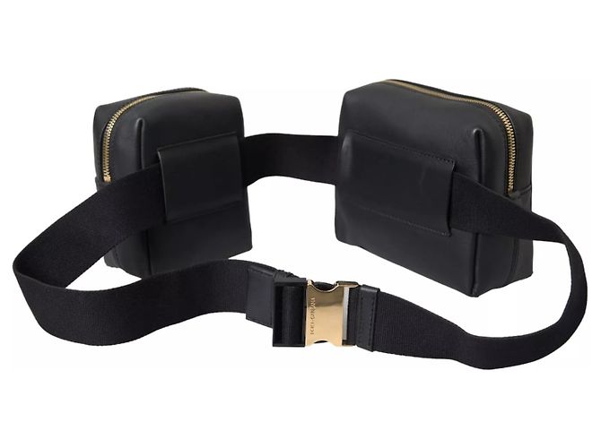 Dolce & Gabbana Borsa a fanny pack doppia cintura in pelle di vitello nera - vista 2