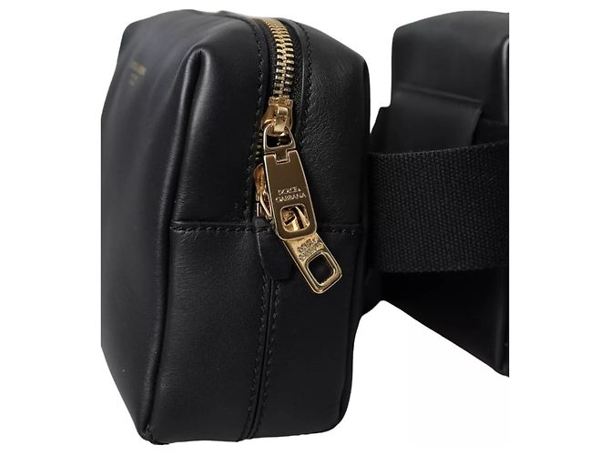 Dolce & Gabbana Borsa a fanny pack doppia cintura in pelle di vitello nera - vista 6