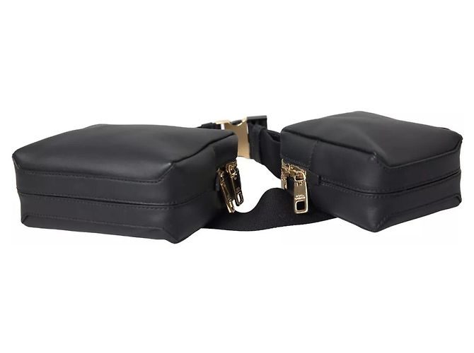 Dolce & Gabbana Borsa a fanny pack doppia cintura in pelle di vitello nera - vista 7