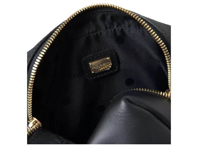 Dolce & Gabbana Borsa a fanny pack doppia cintura in pelle di vitello nera - vista 8