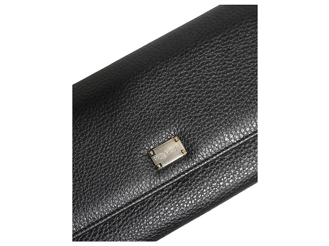 Dolce & Gabbana Black Leather Logo Plaque Trifold Card Holder Wallet - view 5