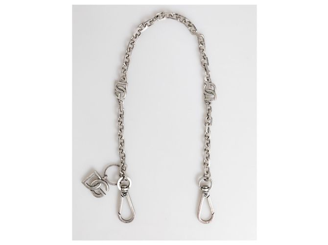 Dolce & Gabbana Collier pour homme en chaîne avec détails en laiton argenté et logo DG - vue 2