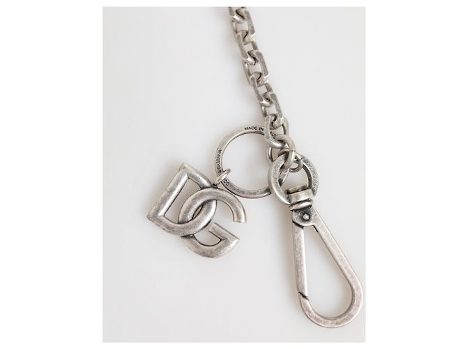 Dolce & Gabbana Collier pour homme en chaîne avec détails en laiton argenté et logo DG - vue 4