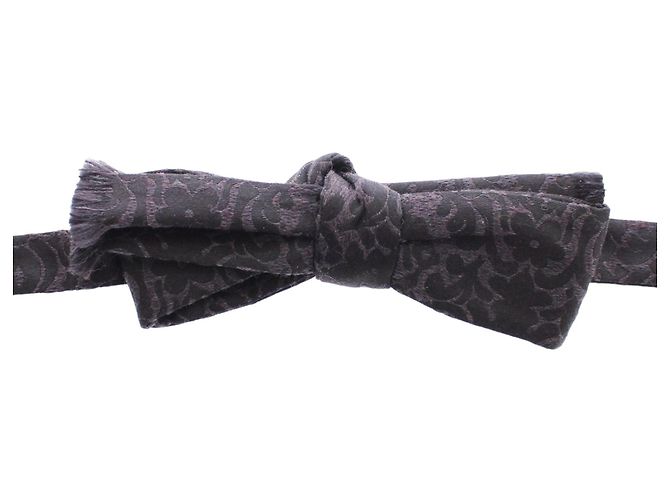 Dolce & Gabbana Gravata borboleta de lã e seda preta cinza - vista 3