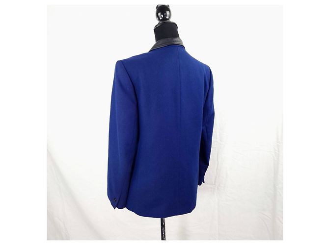Maßgeschneiderte Jacke von Guy Laroche aus Vintage-Wolle der 90er Jahre Schwarz Blau - Ansicht 2