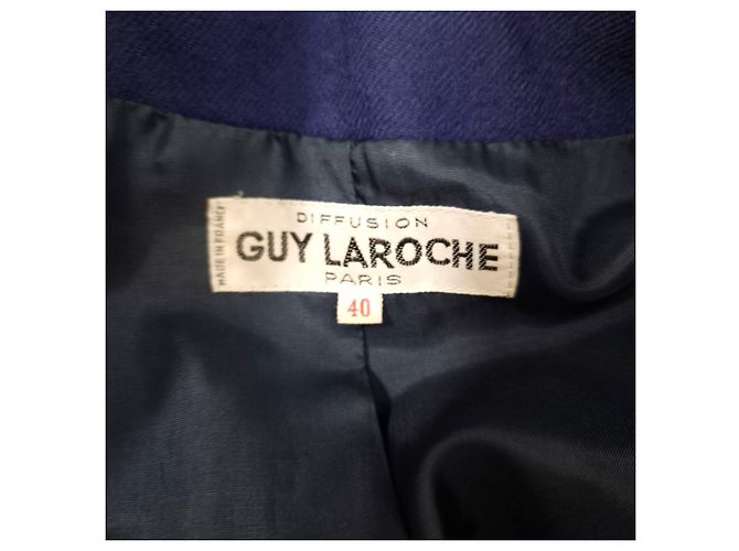 Maßgeschneiderte Jacke von Guy Laroche aus Vintage-Wolle der 90er Jahre Schwarz Blau - Ansicht 3