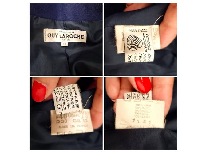 Maßgeschneiderte Jacke von Guy Laroche aus Vintage-Wolle der 90er Jahre Schwarz Blau - Ansicht 7