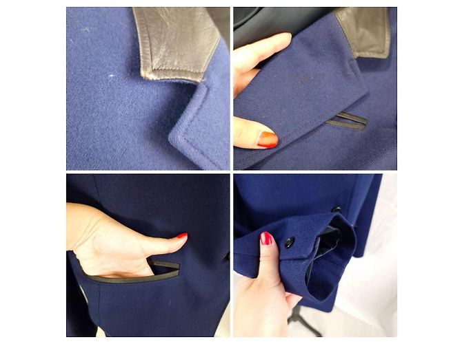 Maßgeschneiderte Jacke von Guy Laroche aus Vintage-Wolle der 90er Jahre Schwarz Blau - Ansicht 8