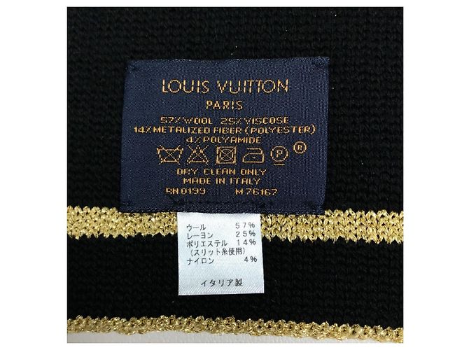 Bufanda de lana con brillo Louis Vuitton Negro Dorado - vista 10