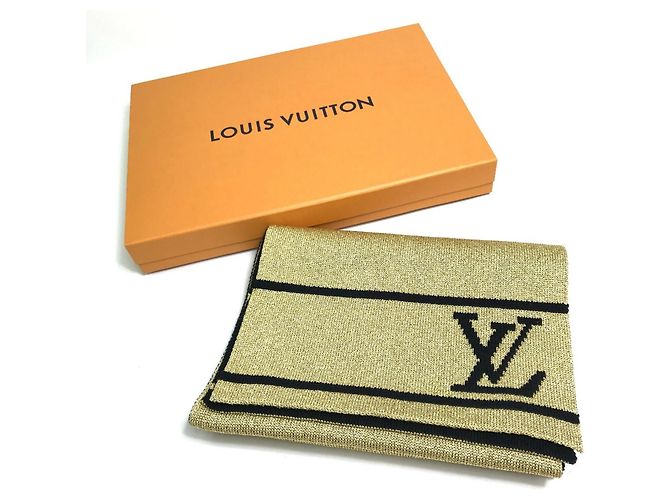 Bufanda de lana con brillo Louis Vuitton Negro Dorado - vista 12