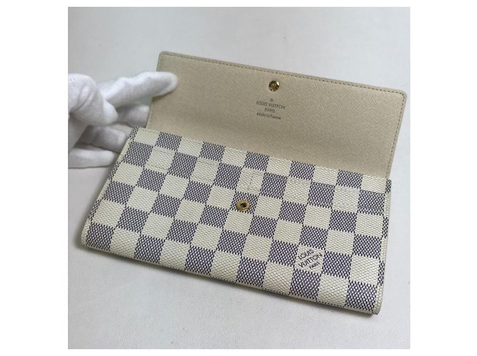 Sarah Louis Vuitton Damier Azur Langbörse Weiß - Ansicht 7
