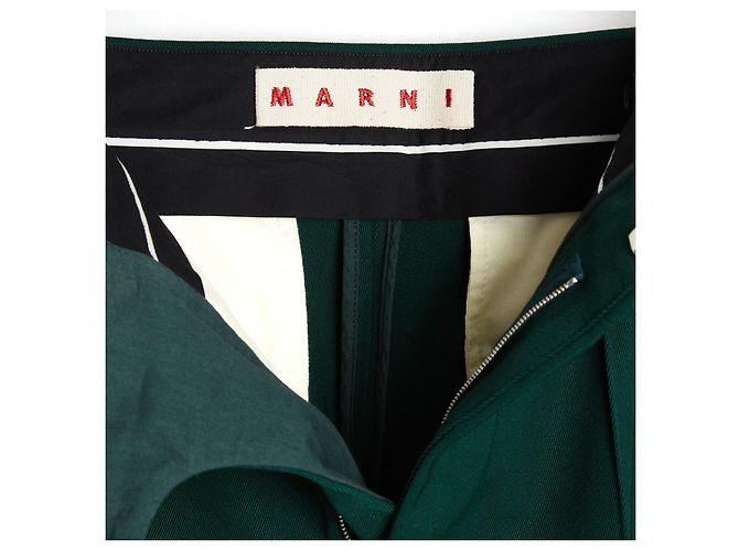 Marni Pantalones Trompeta de Lana Verde Oscuro FR38 IT40 Intl M US28 - vista 4
